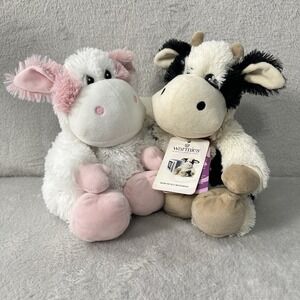 Warmies Microwavable Scented Plush Black & White Cow And Pink & White Cow